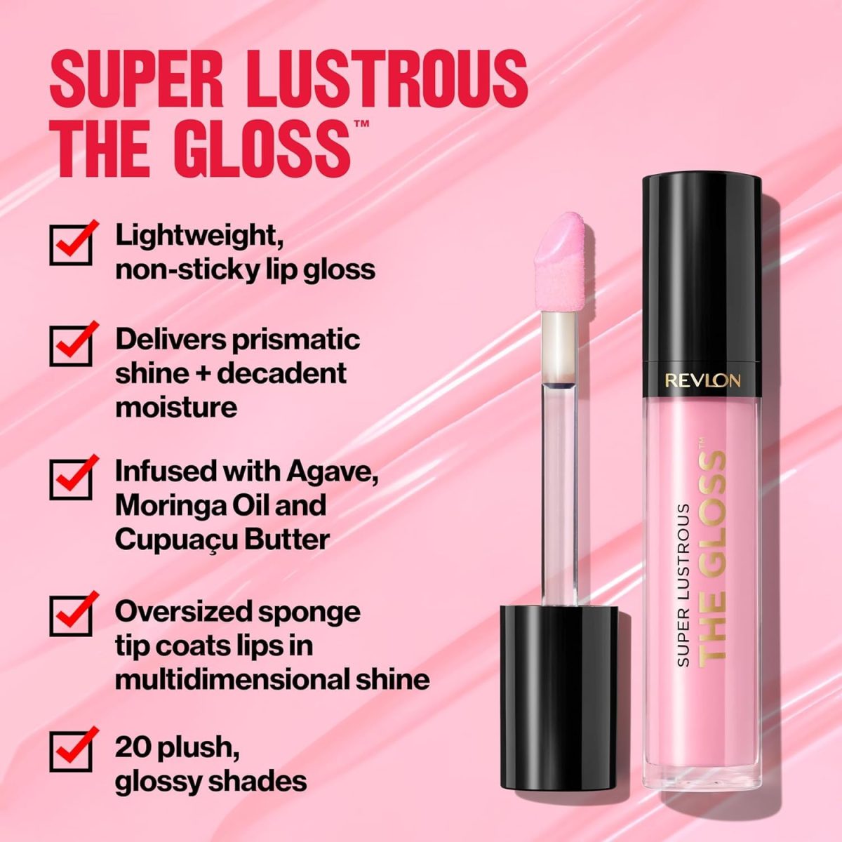 Revlon Super Lustrous The Gloss, Non-Sticky, High Shine Glossy Finish, Lightweight Moisture Enriched With Agave, Moringa Oil Capuacu Butter - Pink Obsessed - Image 3