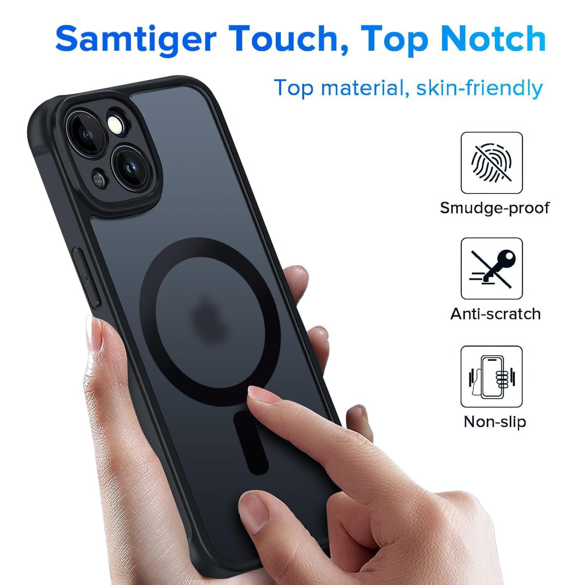 EGOTUDE Designed for iPhone 15 Case | Strong Magnet Camera Protection Translucent Matte Hard Back Cover Compatible with Mag-Safe (TPU+Polycarbonate | Frost Black) - Image 6