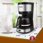 AGARO Royal 4 Big Cups Drip Coffee Maker, 600 Ml Borosilicate Glass Carafe Jar, 750W, Water tank with Level Indicator, Brewer Machine with Cone Filter, Auto Shut Off, Stainless Steel Body, Black - Image 7