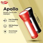 Eveready Apollo DL20, Rechargeable 1W Torch Cum 1.4W Emergency Sidelight/Face Light, Type-B/Micro USB Fast Charging, Overcharge & Deep Discharge Protection, Powered by Li-Ion Battery - Image 3