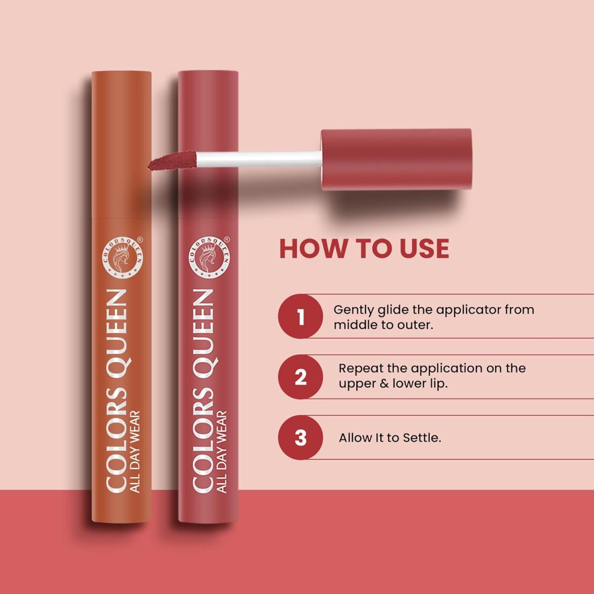 Colors Queen All Day Wear Liquid Lipstick - Taboo, 12g | Highly Pigmented, Long Lasting Matte Lipstick | Smooth One Swipe Application, Lightweight & Non Transfer Liquid Lipstick for Women - Image 5