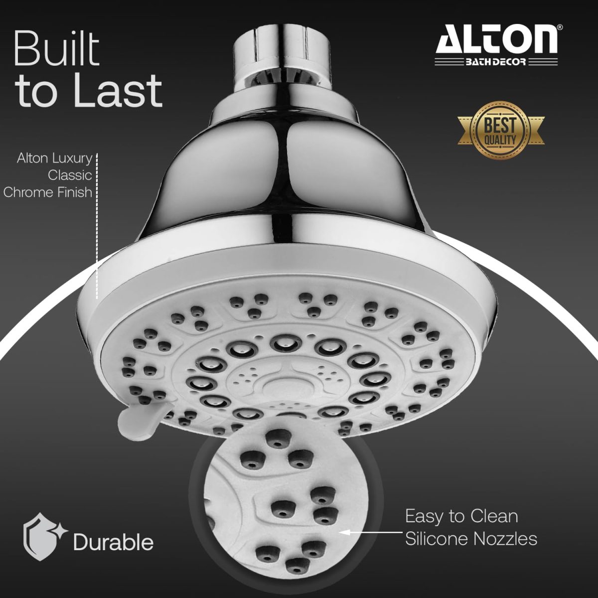 ALTON SHR22310 ABS, 4-INCH, 5-Function Overhead Shower | Mist Flow Bathroom Shower (Chrome) - Image 2