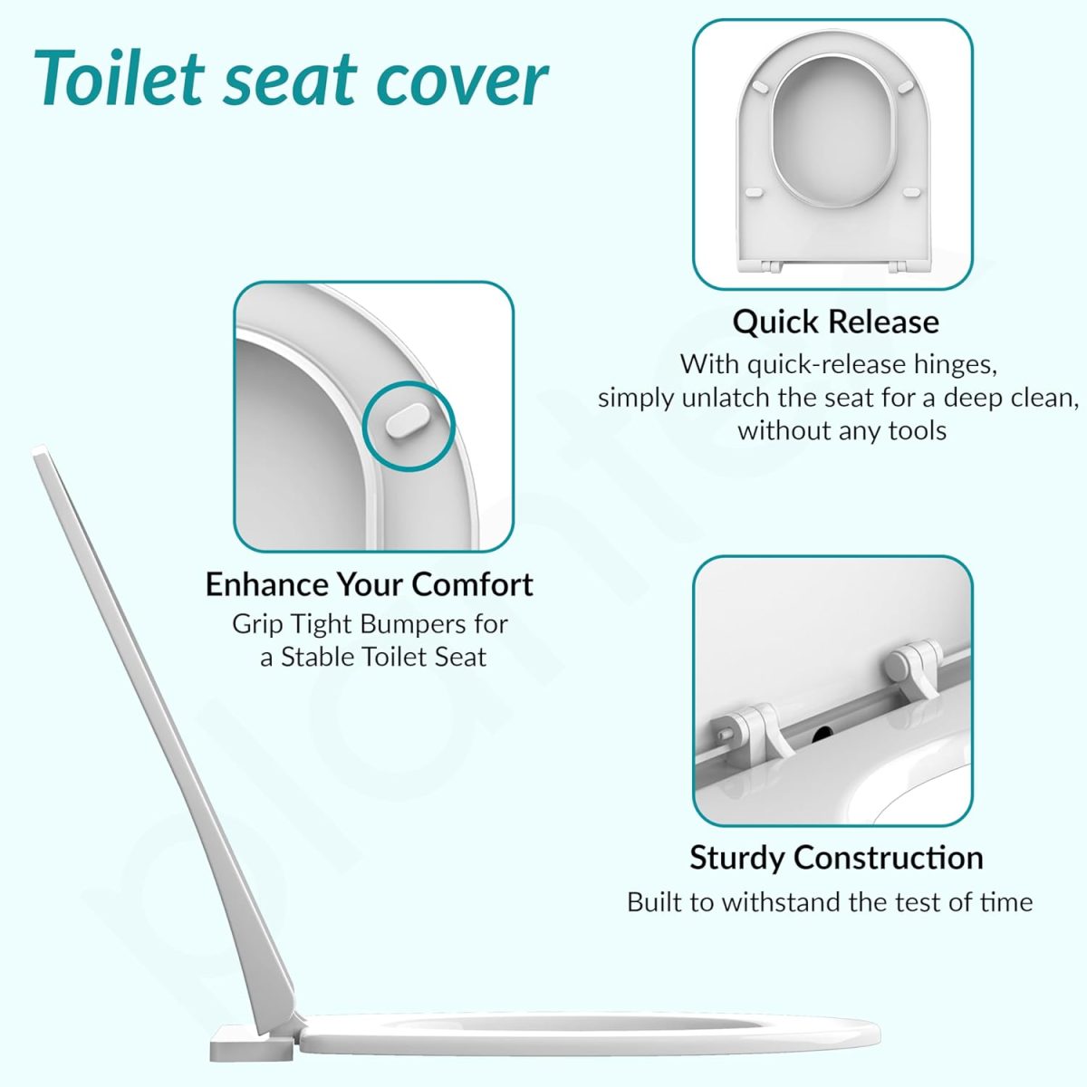 Plantex Polypropylene Western Toilet Seat/Toilet Seat For Bathroom/Commode Seat Cover/Western Toilet/Seat Cover for EWC - Oval Shape (Glossy White) - Image 4