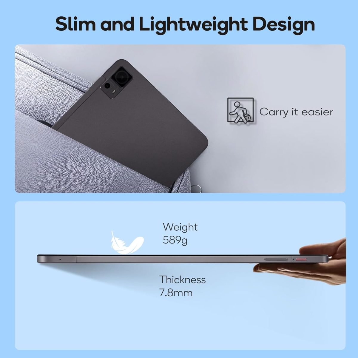 Android Tablet with Case 20 RAM + 256GB ROM, 12 Inch Tablet with 20W PD Fast Charger, 8000mAh Large Tablet, 13MP + 5MP, T616, Dual Band WiFi and Card Slots - Image 8