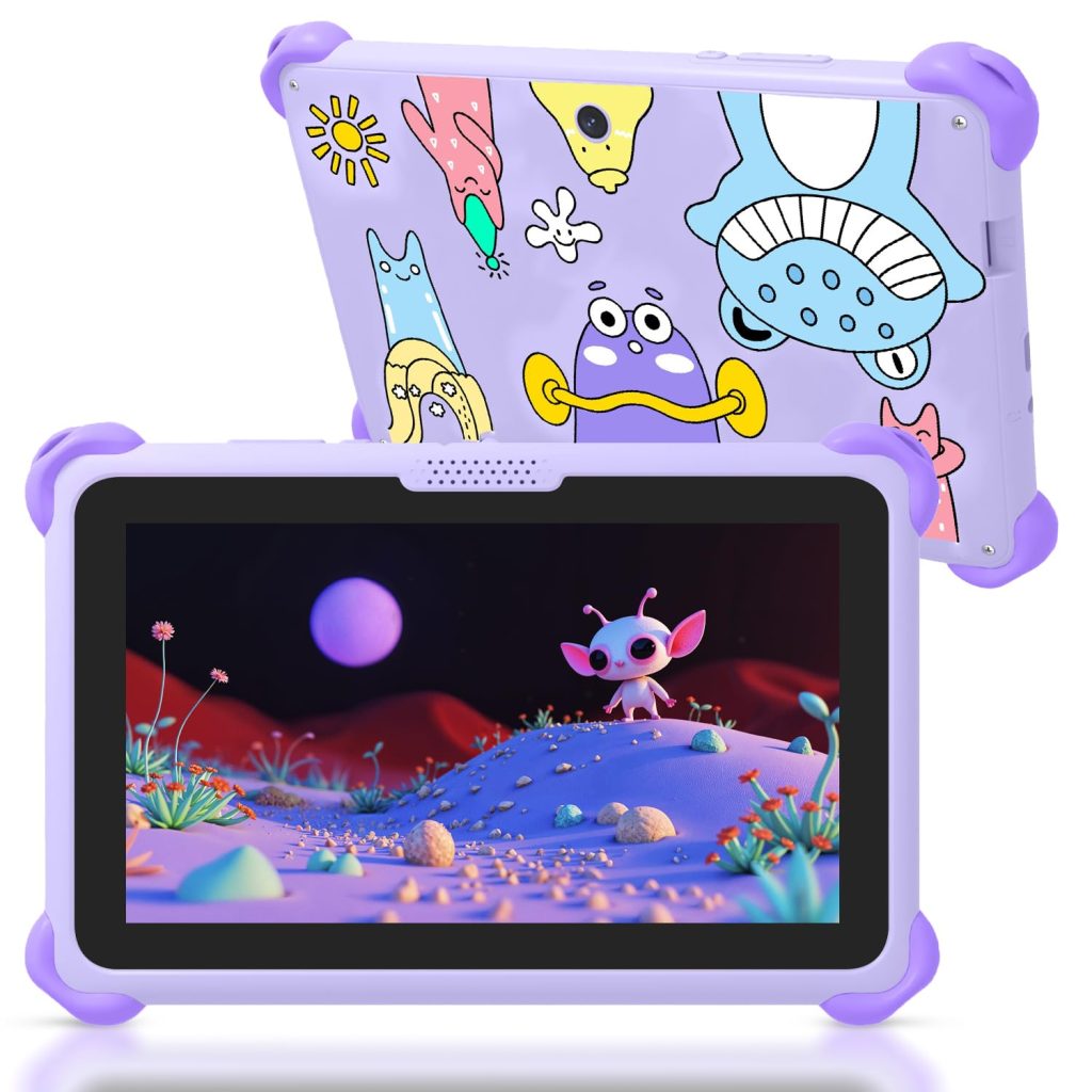 okulaku Kids Tablet 7 inch Tablets for Kids 32GB Toddler Tablet with Protective Case Child Learning Tablets with WiFi, Parental Control, GMS, Preinstalled Educational Contents for Girls Boys (Purple)