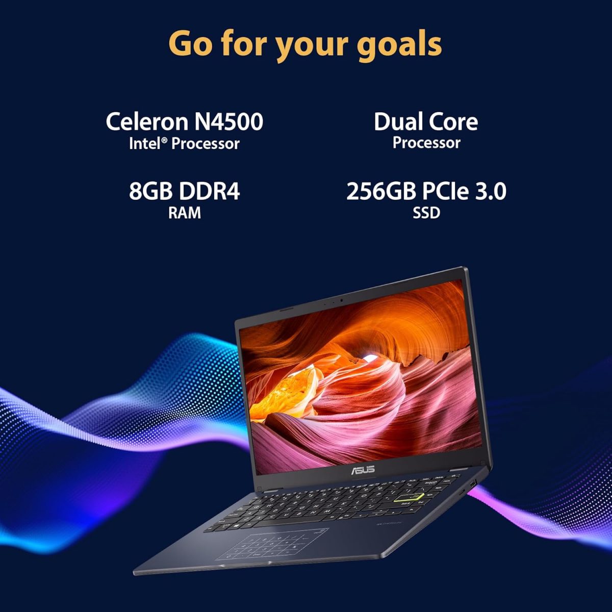 ASUS Vivobook Go 14 (2023), 14" (35.56 cm) FHD (1920 x 1080) 16:9, Intel Celeron N4500, Thin and Light Laptop (8GB RAM/256GB SSD/Integrated Graphics/Windows 11 Home/Black/1.3 Kg), E410KA-EK013W - Image 3