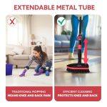 AGARO Elite Cleaning Mop & Brush Set, Bathroom Cleaning Brush, Long Handle, Hard Brush, Microfiber Pad & Scrubber, for Tiles, Kitchen, Toilet, Window Glass, Detachable Head, Black & Red - Image 4