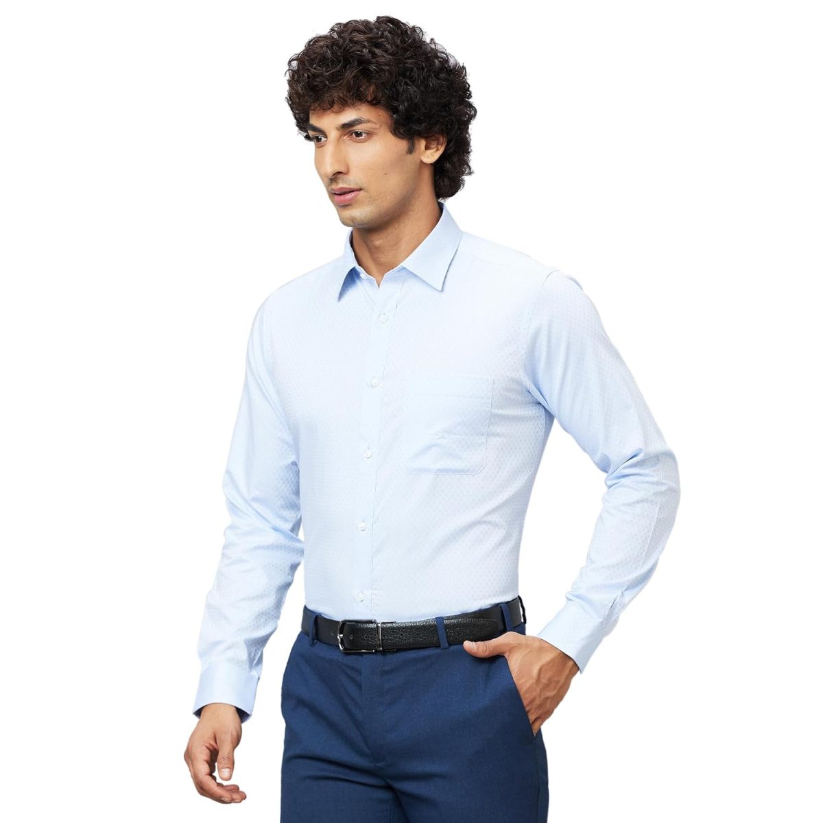Raymond Men's Pure Cotton Structure Pattern Slim Fit Semi Cutaway Collar Full Sleeve Formal Shirt - Image 3