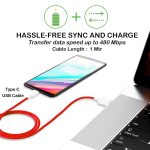 CEDO 65W OnePlus Dash Warp Charge Cable, USB A to Type C Data Sync Fast Charging Cable Compatible with One Plus 3 /3T /5 /5T /6 /6T /7 /7T /7 pro, Nord 2/CE & for All Type C Devices - 1 Meter, Red - Image 4