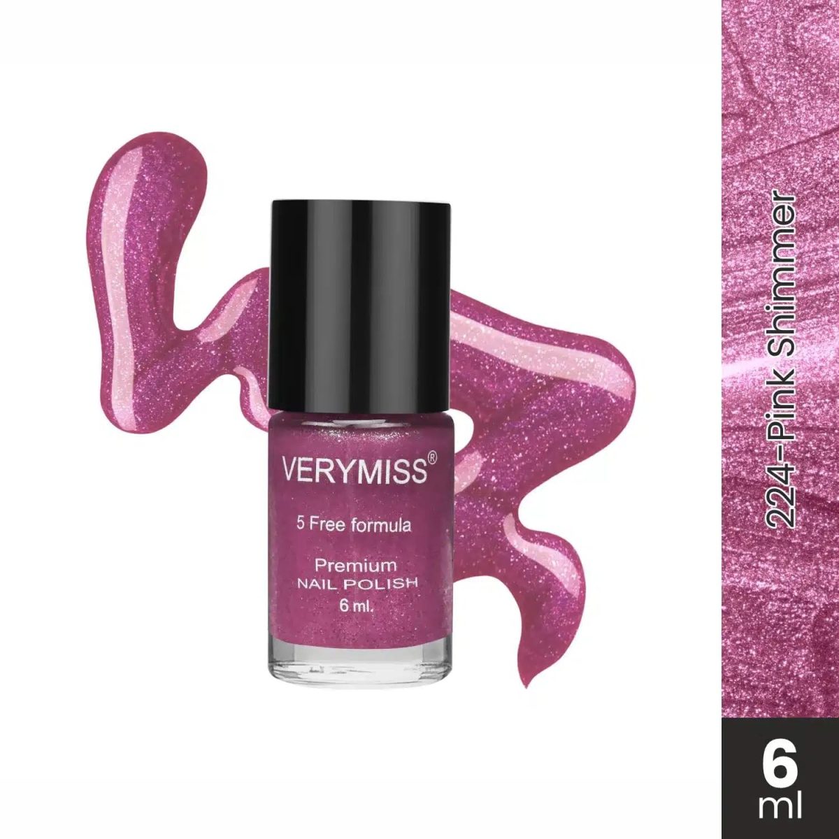 VERYMISS Premium Pink Shimmer Nail Polish 6ml | Smooth Application | Quick Drying | Paraben Free | Ultra Long Lasting Nail Paints - Image 2