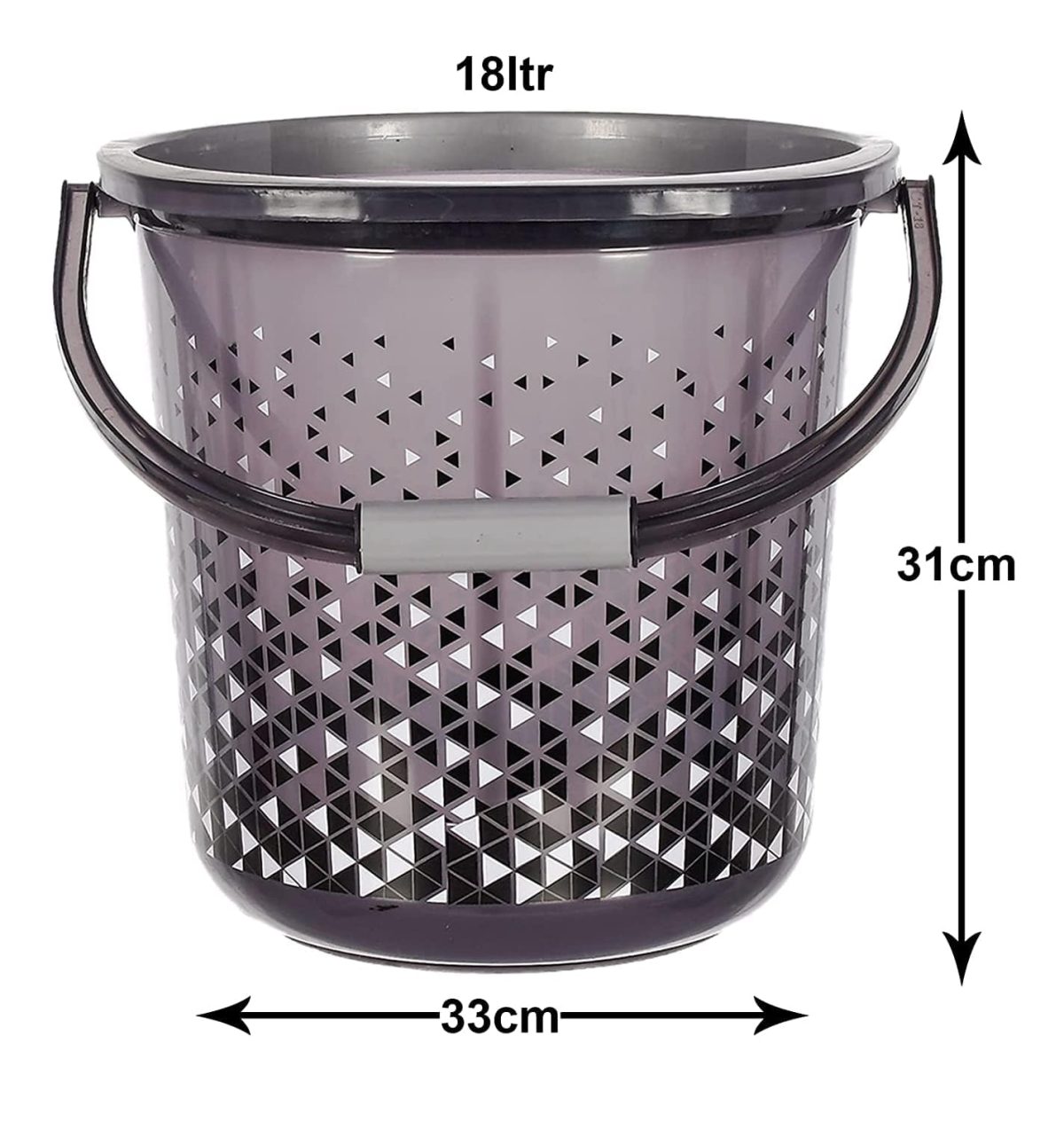Kuber Industries Tinted Print Plastic Bucket for Home/Kitchen/Office/with Handle, 24 Litre (Black)-46KM0344, Standard Pack of 2 - Image 3