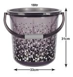 Kuber Industries Tinted Print Plastic Bucket for Home/Kitchen/Office/with Handle, 24 Litre (Black)-46KM0344, Standard Pack of 2 - Image 3