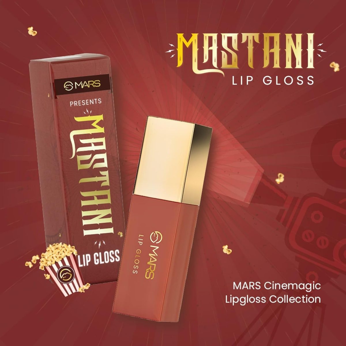 MARS Golden Era CineMagic Lip Gloss | Highly Pigmented | Long-Lasting Upto 12 Hours | Transfer-Proof and Smudging-Proof | Instant High Shine Gloss | Comfortable Wear (2.0ml) (05-MASTANI) - Image 5