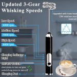 Zuvexa Rechargeable Handheld Milk Frother - 3-Speed Electric Foam Maker for Coffee with 2 Whisks and Coffee Decoration Tool, Coffee Frother Mixer, Stand-up Design, for Cream, Latte, Cappuccino - Image 5