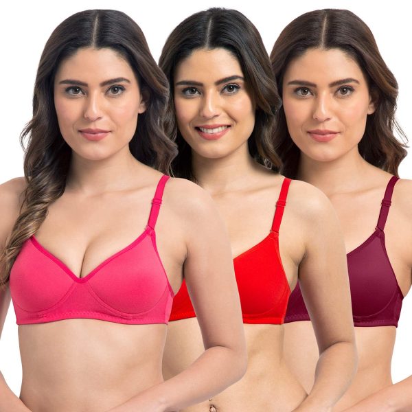 Komli Women's Cotton Polyester Lightly Padded Wire Free t Shirt Bra