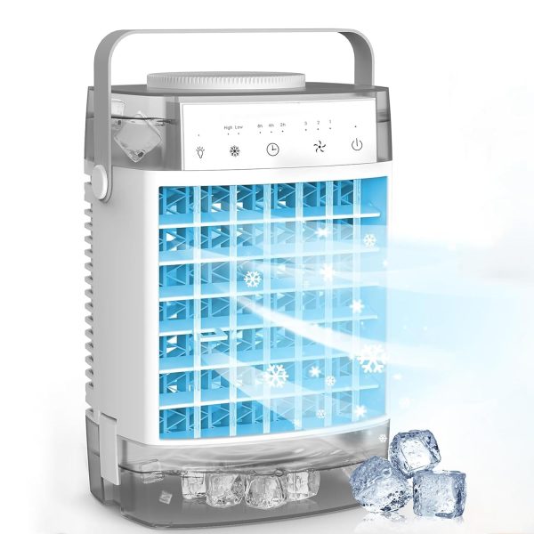 SPNOR Portable Air Conditioners, 1600ML Mini Air Cooler Evaporative Personal, 3 Wind Speed, 2-4-8H Timer, 3 Modes, Colorful Night Light, Portable for Room, Car, Bedroom