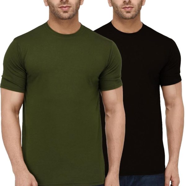 London Hills Men's Super Combed Cotton Rich Solid Round Neck Regular Fit Half Sleeve T-Shirt | Men's Solid Cotton T Shirt | Round Neck | Half Sleeve | Plain-Regular Fit
