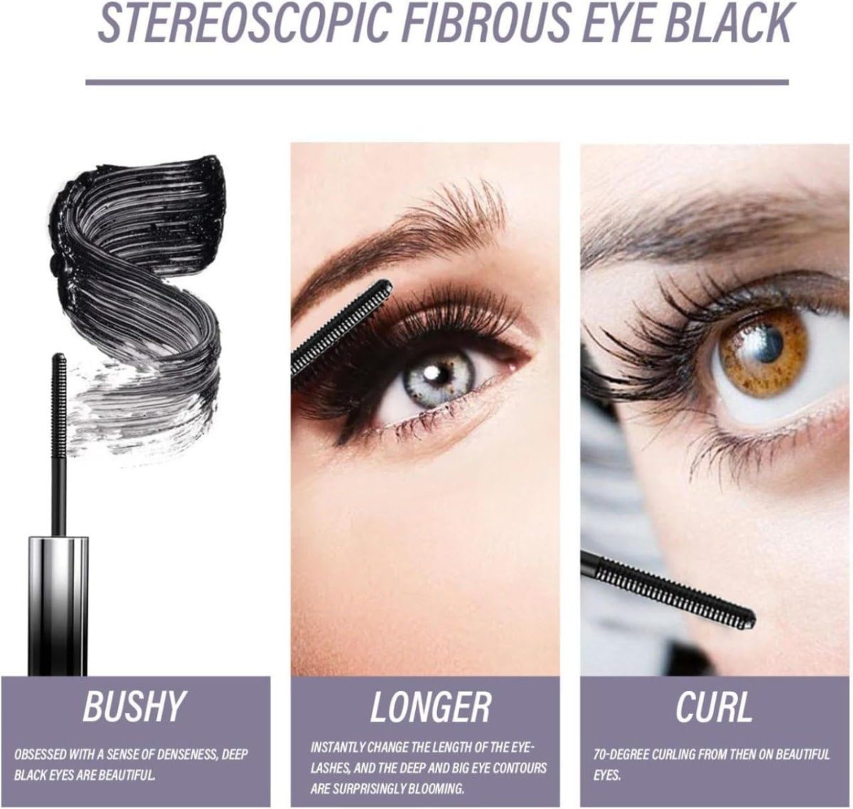 CYNFLEES Mascaras - Natural 3D Curling Eyelash Iron Mascara, Lengthening And Curling Iron Strong Mascara, Plumps Lashes, No Clumps, Waterproof and Smudge-Proof, Long-Lasting Eye Makeup (Black) - Image 5