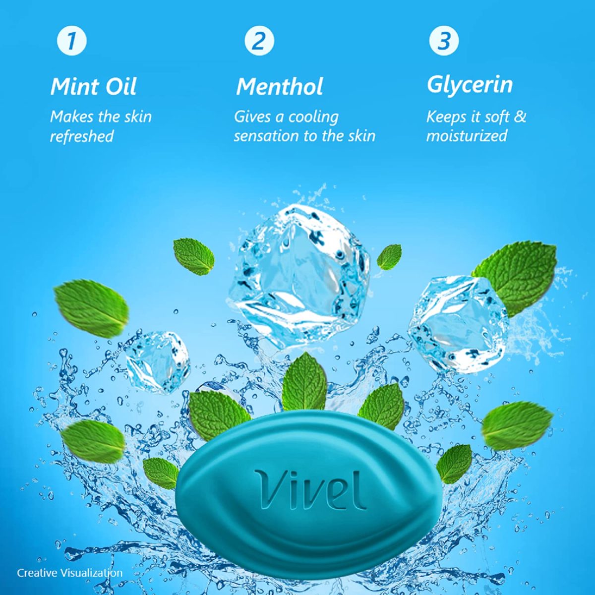 Vivel Cool Mint, Soft Fresh Skin Soap, 600g (150g - Pack of 4), Soap for Women & Men for Soft, Glowing & Moisurised Skin, All Skin Types - Image 4