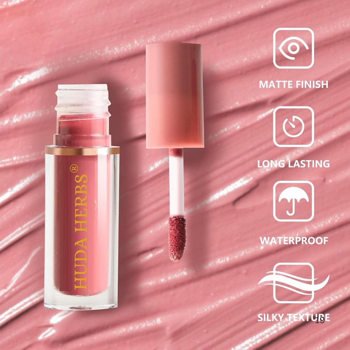 HUDA HERBS Liquid Lipsticks for Women - Set of 5 Paraben & Silicon Free, Matte, Long Lasting, Waterproof, Smudge Proof Mini Lipstick combo, Perfect Gifts for Wome, Red Lipstick Set - Image 4
