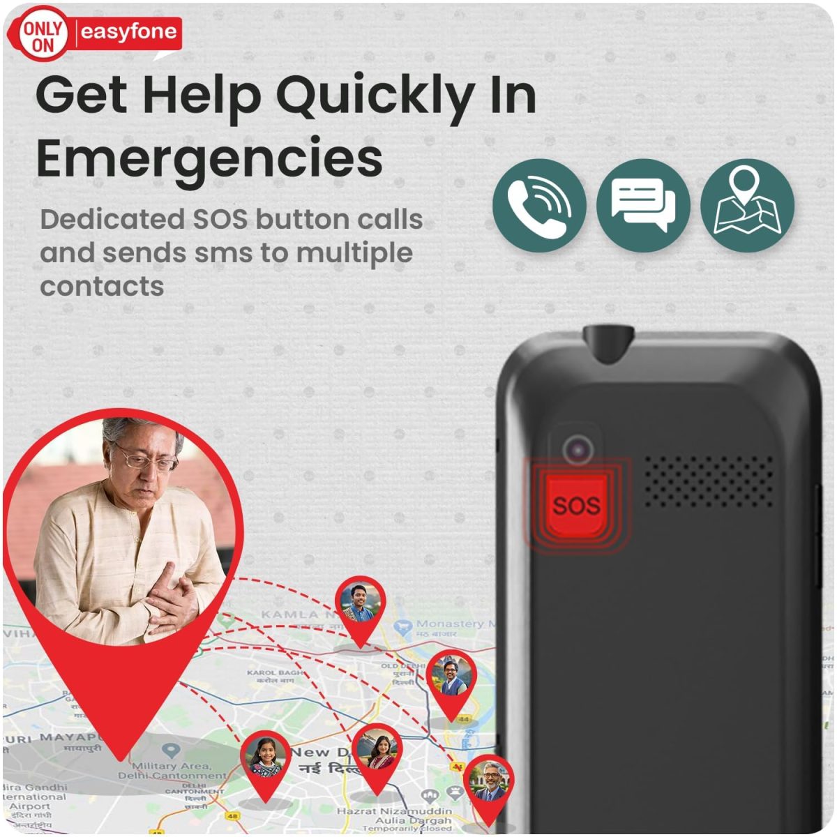 easyfone Elite 4G Phone for Seniors | 2.8" Big Screen | Loud Sound | Big & Talking Buttons | Dock Charger | SOS | Photo Speed Dial | Remote App Setup by Caregivers | USB-C | FM | Customizable Menu - Image 3