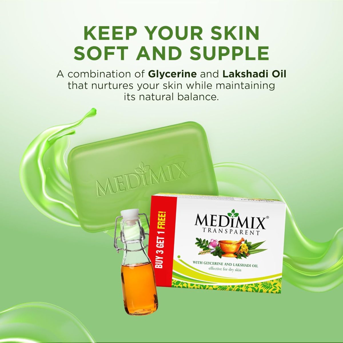 Medimix Transparent Ayurvedic Traditionally Made Bathing Bar Soap 125g (Pack of 4) | Infused with Glycerine and Lakshadi Oil | Effective for Dry Skin - Image 3