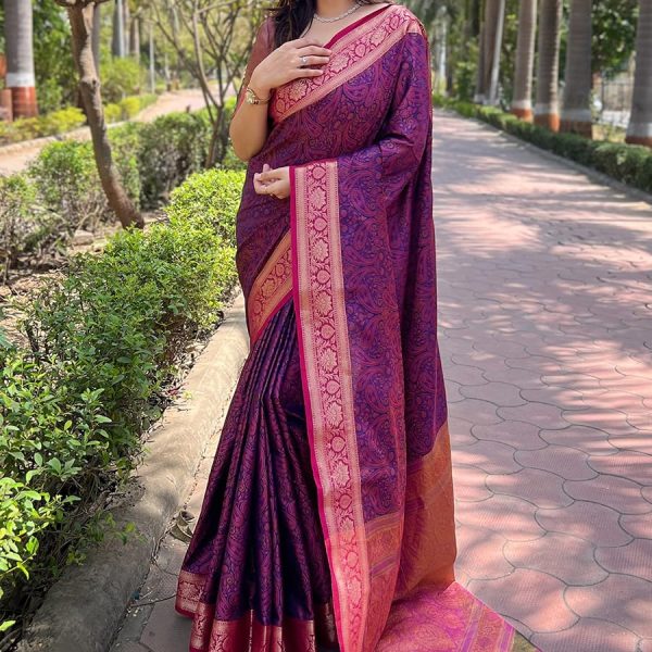 SGF11 Women's Kanjivaram Pure Soft Silk Designer Saree With Blouse Piece