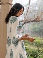 FIORRA Women's White Cotton Flared Kurta Set - Image 5