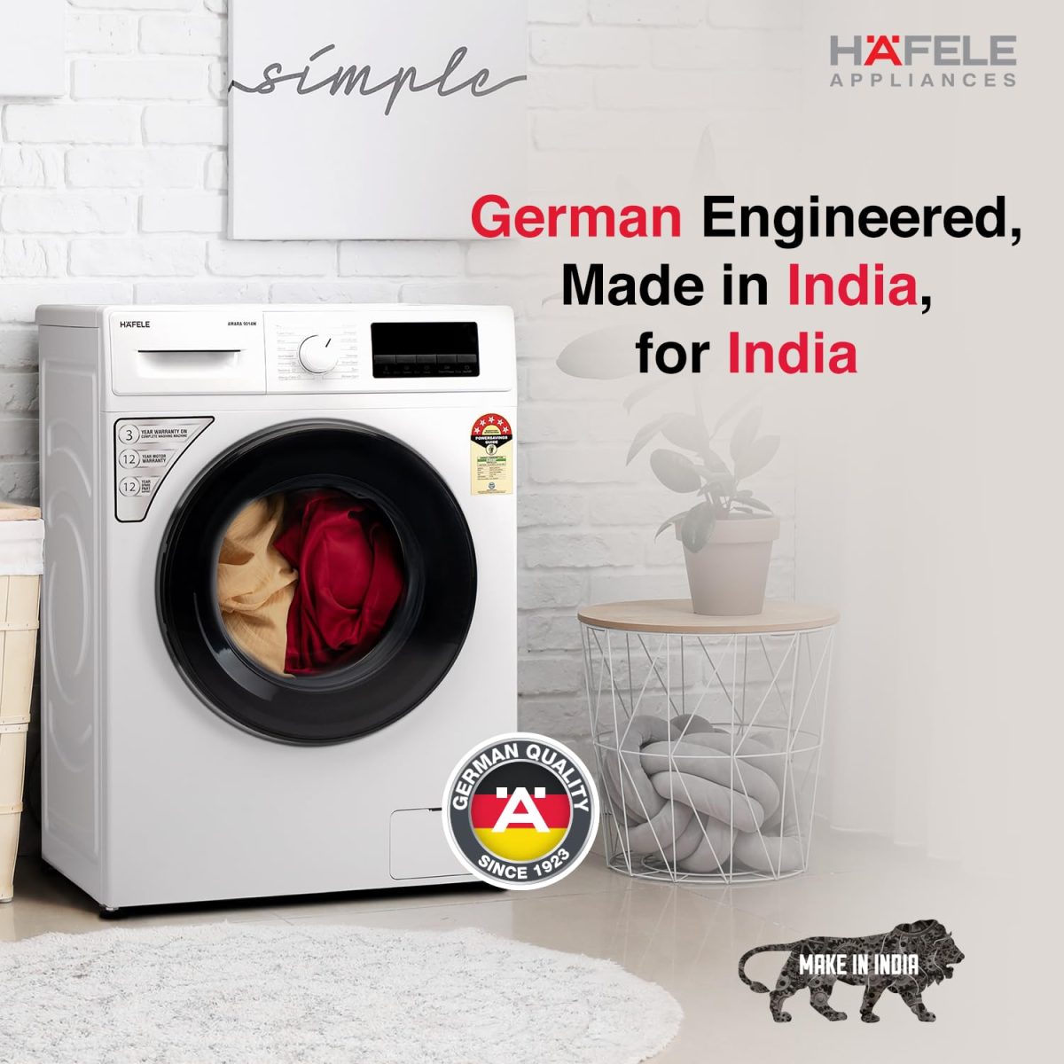 HAFELE AMARA 9 kg 5 Star, Premium Fully Automatic Front-Load washing machine engineered using German technology, comes with Steam Shield and Hexa Wash Design - Image 2