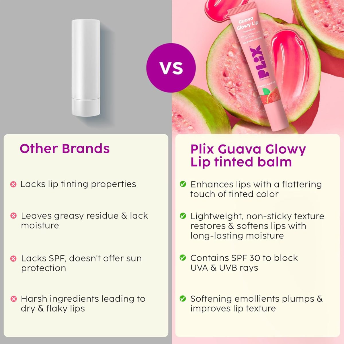 The Plant Fix Plix Guava Glowy Lip Tinted Balm for Smooth, Soft Lips | Shea Butter & Vitamin E for Buttery Soft Lips | For Glossy, Pink Lips | With SPF 30 PA+++ For Sun Protection |10g - Image 7