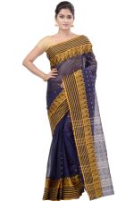 PuJoy Women�s Pure Cotton Traditional Bengal Handloom MotiButi Style Tant Saree - Image 3