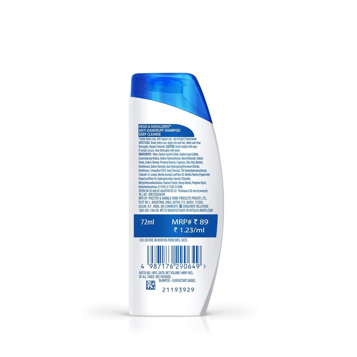 Head & Shoulders Deep Cleanse Anti Dandruff Shampoo with Oxygenated Charcoal, Fights Oily & Sticky Dandruff, Upto 100% Dandruff Protection, 72 ml - Image 8