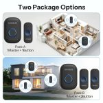 UN1QUE Wireless Door Bell for Home - Small Calling Bell for Office, 1000ft Long Range with 32 Chimes, 100dB Louder Volume, 4 Level Volume, LED Light (U600) (Black 1 Receiver +1 Portable Push Button) - Image 4