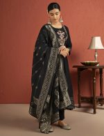 Kaari Women's Kurta Set with Dupatta - Anarkali Style | Gown Length | Placement Neck Embroidery & Gota Border | Rich Brocade Dupatta | Straight Pant | Kurta Set For Women - Image 3
