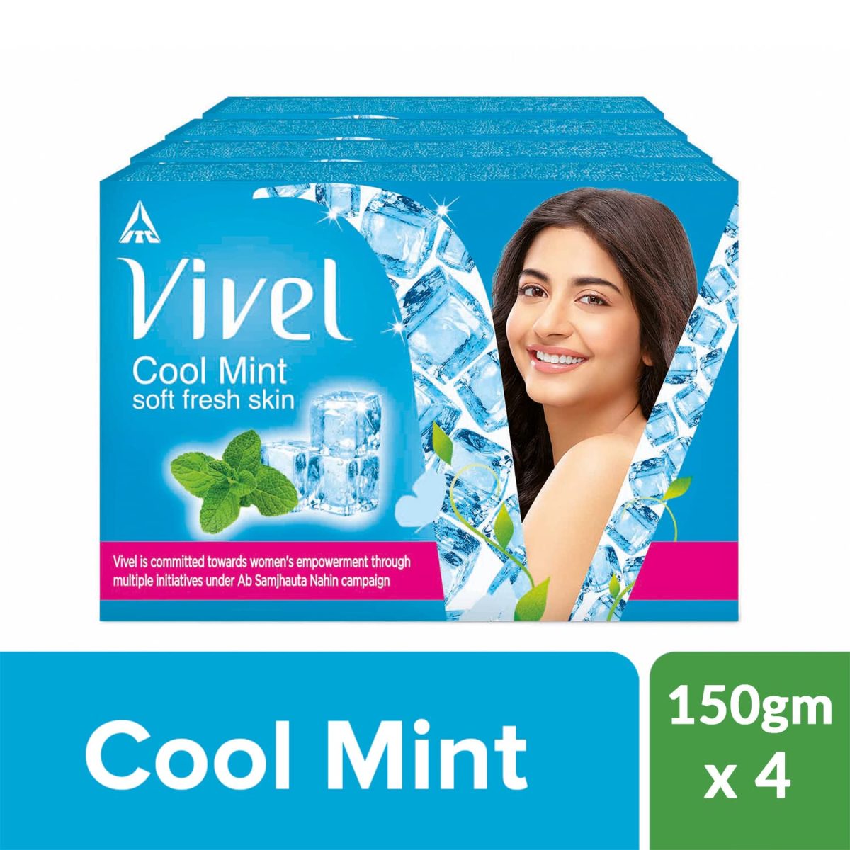 Vivel Cool Mint, Soft Fresh Skin Soap, 600g (150g - Pack of 4), Soap for Women & Men for Soft, Glowing & Moisurised Skin, All Skin Types - Image 2