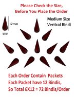 Vama Fashions Deep Red Velvet Vertical Bindi small Bindi For Women Maroon - Image 2