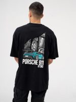 BQF Men's Cottonblend, Black, Half Sleeve Round Neck Back Font Printed and Oversized Fit, Graphic Printed T-Shirt (in, Alpha, M, Regular)