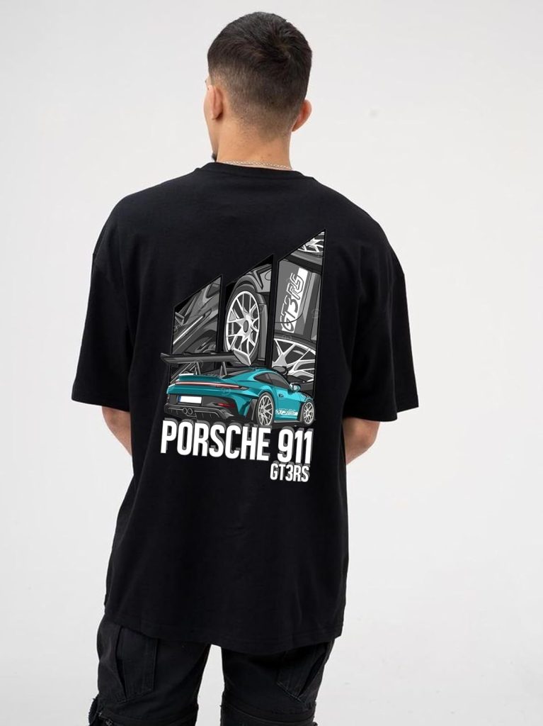 BQF Men's Cottonblend, Black, Half Sleeve Round Neck Back Font Printed and Oversized Fit, Graphic Printed T-Shirt (in, Alpha, M, Regular)
