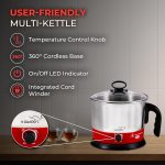 V-Guard VKM12 1.2 Litre Multipurpose Electric Kettle| 600 W|Kettle for Boiling Milk, Tea, Coffee, Cooking Eggs|360° Rotating Base,Auto Cut-off,Overheat & Dry Boil Protection|1 Year Coverage by V-Guard - Image 3