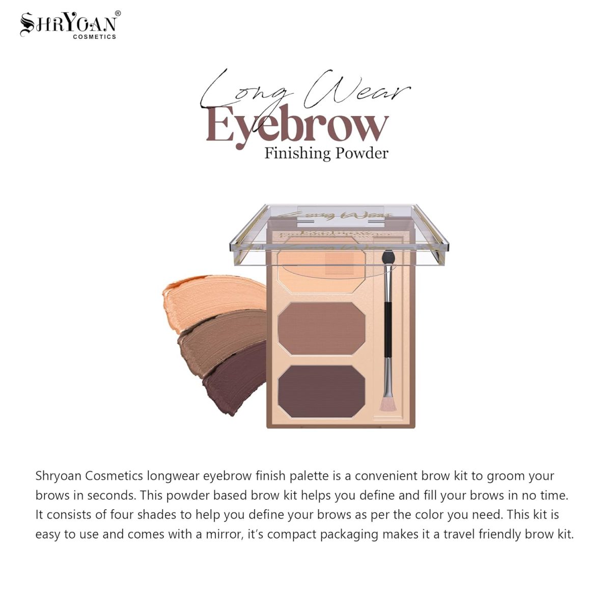 Shryoan Long Wear Eyebrow Finishing Powder| Defining Eyebrows, Travel-Friendly Palette with Blendable Shades (4g) (Shade 01) - Image 7