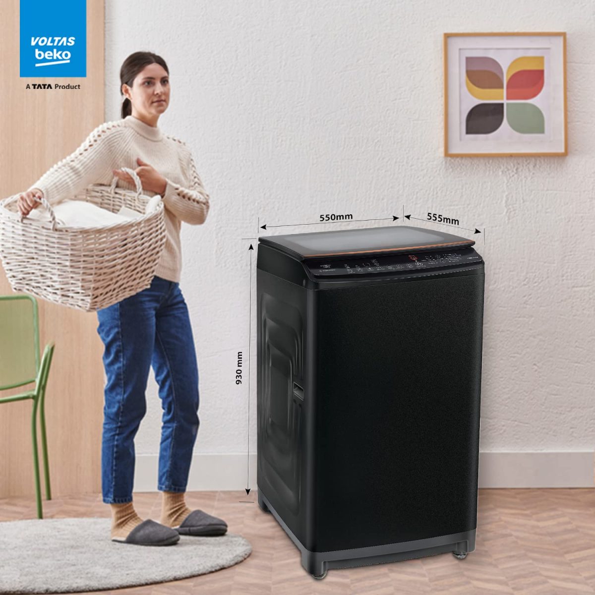 Voltas Beko 7.0 Kg, 5 Star, Inverter, Fully Automatic Top Load Washing Machine (WTL70VPBGF, Black), JET Wash/ Hand Wash, Drum Light,Fountain Wash - Image 4