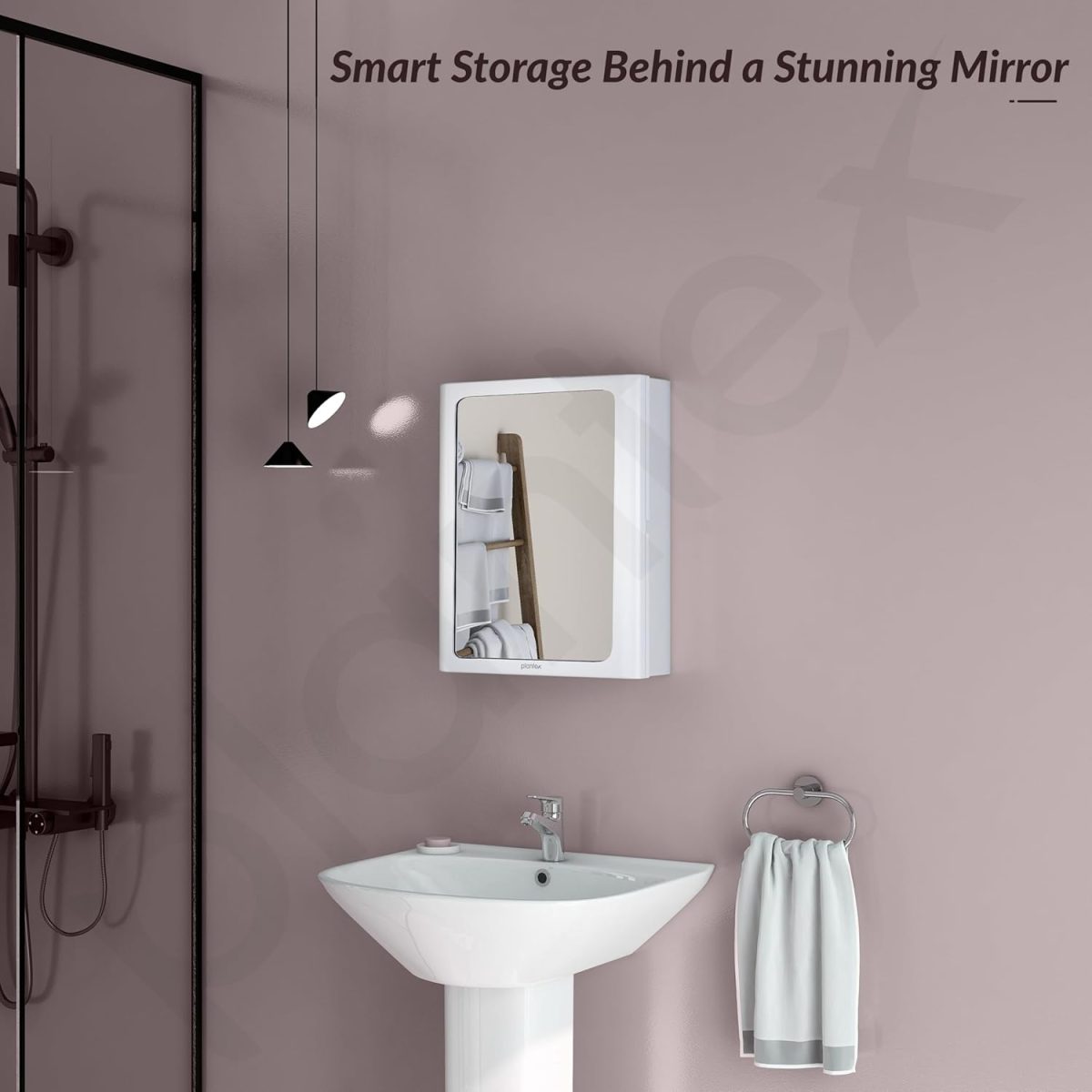 Plantex Bathroom Cabinet with Mirror/ABS Bathroom Storage Organiser/Multipurpose Shelf/Wall Mount Mirror Cabinet for Wash Basin (14x18 Inch, White) - Image 9