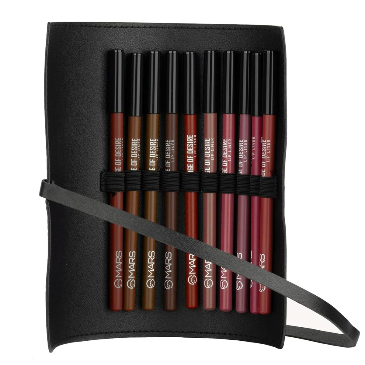 MARS Matte Liner with Holder Set of 10 | One Swipe Smooth Application | Long Lasting & Travel Friendly Lip Pencil | Multicolor | Set-B (1.4g x 10)