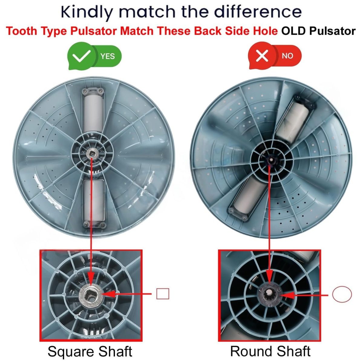 Calciworry Pulsator Square Shaft Suitable for Samsung Top Load Fully Automatic Washing Machine Replacement Parts Match & Buy 6 and 6.5 kg (Pack of 1) - Image 4