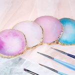 Resin Art Palette, Painting Mixed Color Palette, Gilded Edge Gel Color Makeup Display Board Pallet for Nails (White) - Image 3