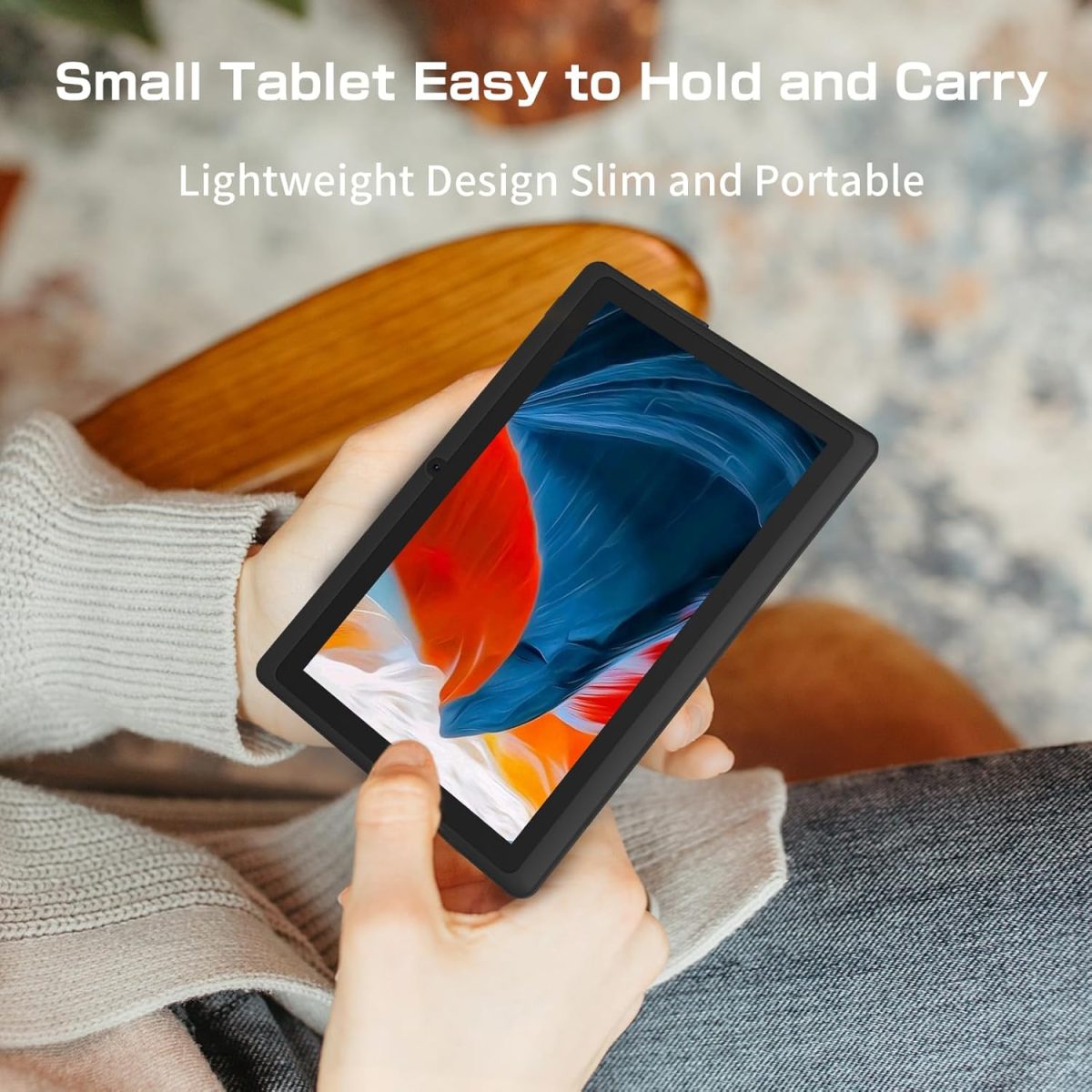 NEWISION 7" Tablet with Case, Quad Core Android 13 Tablets, 4GB RAM 32GB ROM 512GB Expand, WiFi 6, Bluetooth, 1024x600 HD IPS Screen, 3500mAh, Dual Camera, USB C Tablet PC (Blue) - Image 5