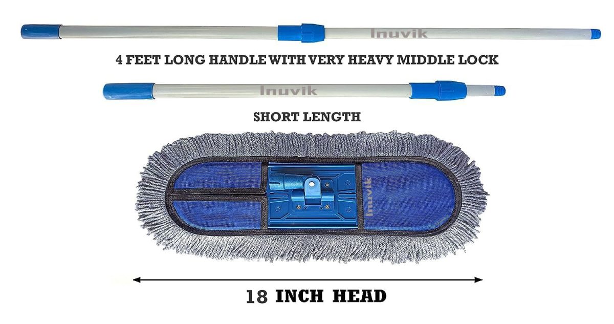 Inuvik Microfiber Wet & Dry Cotton Pad Floor Mop 75x14x6(18-Inch Head) with 4 Feet Telescopic handle Floor Cleaning Mop Home Office Hotels Hospitals(Set of 1)(18 INCH Full Set) - Image 4