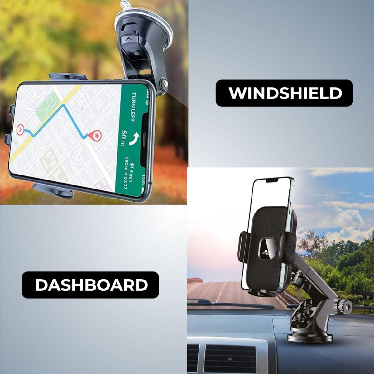 Kratos Grip X3 Premium Mobile Holder for Car with Back Button Unlocking Mechanism, Strong Suction Cup, 360° Rotatable,Car Mobile Holder for Wildshield and Dashboard, Compatible with 4 to 7" Smartphone - Image 8