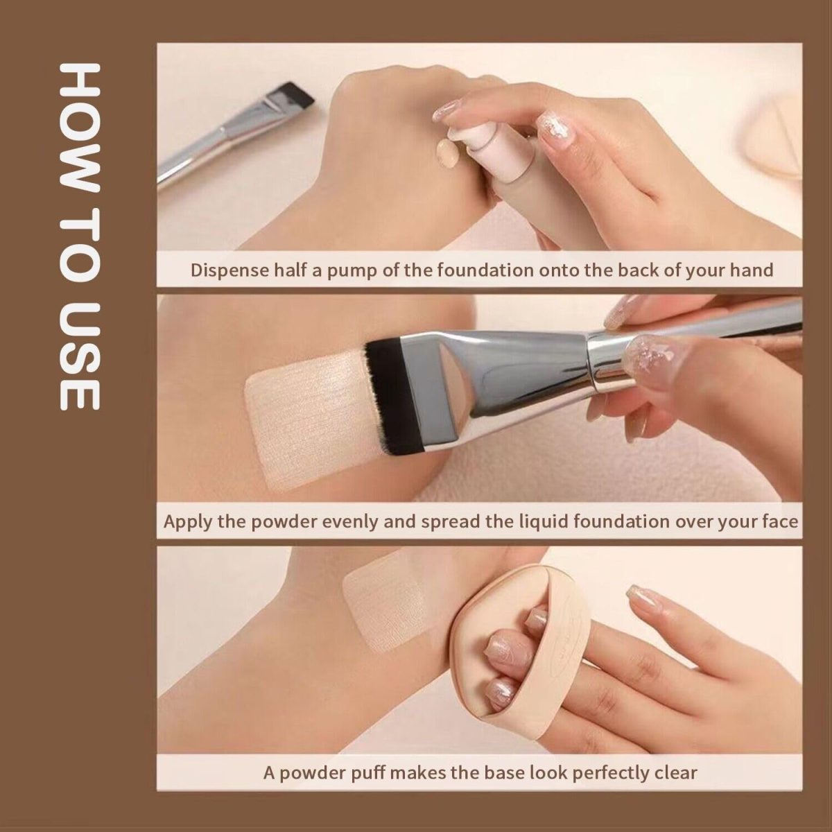 Premium Silver Color Makeup Foundation Brush,Ultra Thin Face Makeup Flat Brush for Liquid Makeup, Angled Liquid Foundation Brush Cream Foundation Concealer Brush Makeup Brushes - Image 5