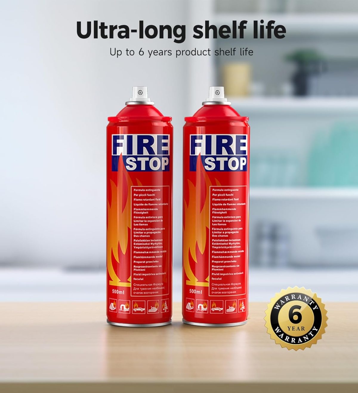 AmzBoom Fire Extinguisher 2-Pack with Mounting Bracket for Home, Kitchen, Car, Grill - Portable Small A, B, C, K Fire Extinguisher - 8-in-1 - Prevents Reignition. - Image 5